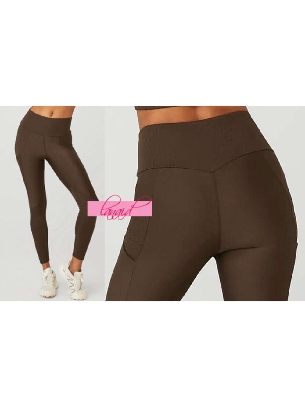Alo Ribbed Airlift High-Waist 7/8 Enchanted Leggings Espresso Hi-Rise Waisted S